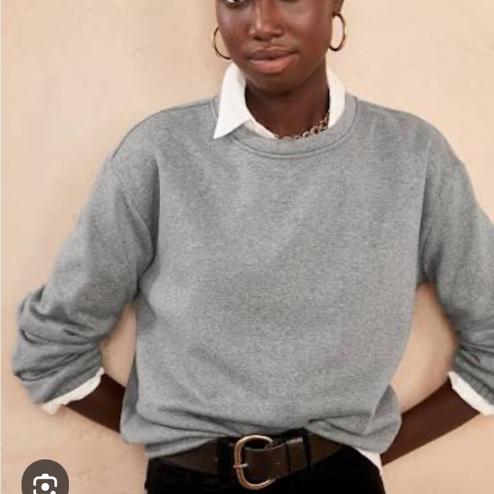 Banana Republic Gray Velour Lined Bubble Sleeve Sweatshirt XXL